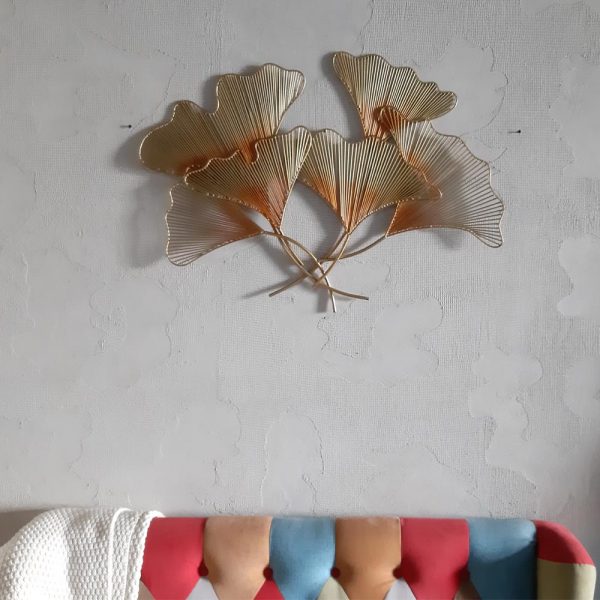 Wrought Iron Gold Horizontal Floral Wall Decor