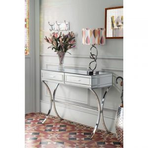 Mirrored Console with Chrome Legs