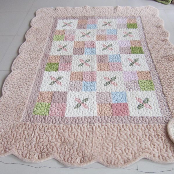 Beige Contemporary Patchwork Rug In Velvet - Image 2