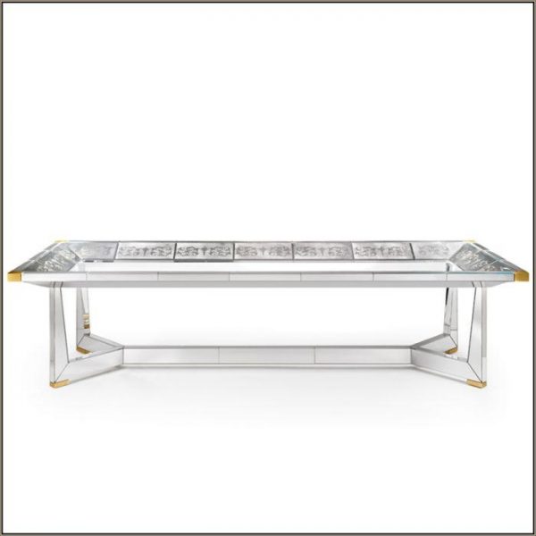 Long Venetian Mirrored Dining Table With Classic Engravings