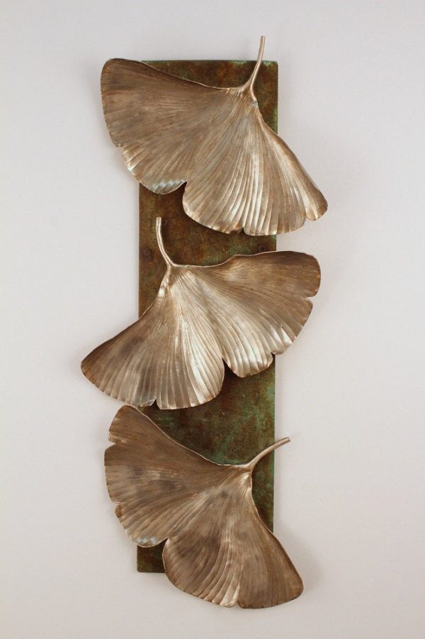 Golden Wrought Metal Leaves Wall Art