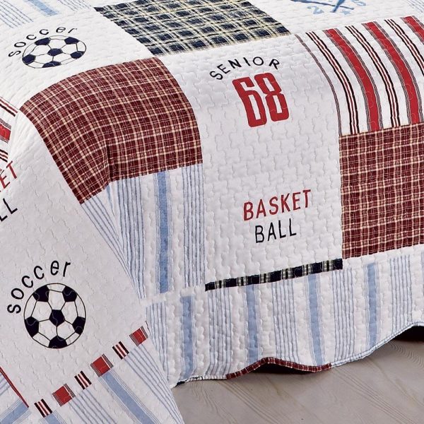 Kids Football Theme Quilt - Single Bed
