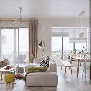 Living-cum-Dining room in Nordic style