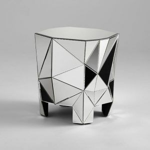 Octagonal Mirrored Prism Side Table