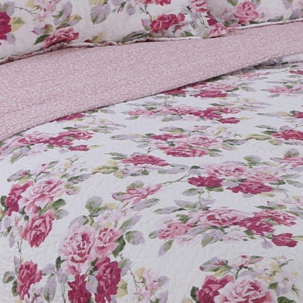 pink floral printed bedcover cum quilt
