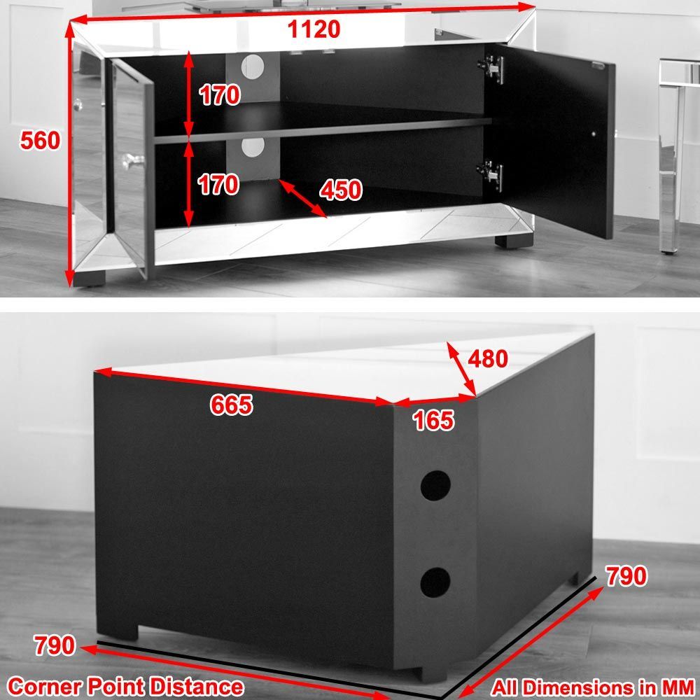 Mirrored corner on sale tv cabinet