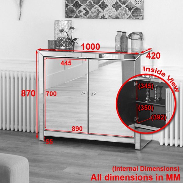 Venetian Mirrored 2 Door Cabinet - Image 5