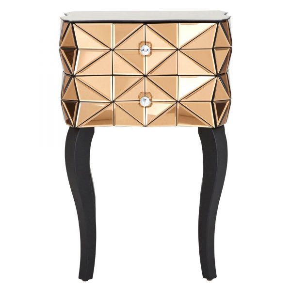 Venetian Mirror Rose Gold Bedside Table - Image 2