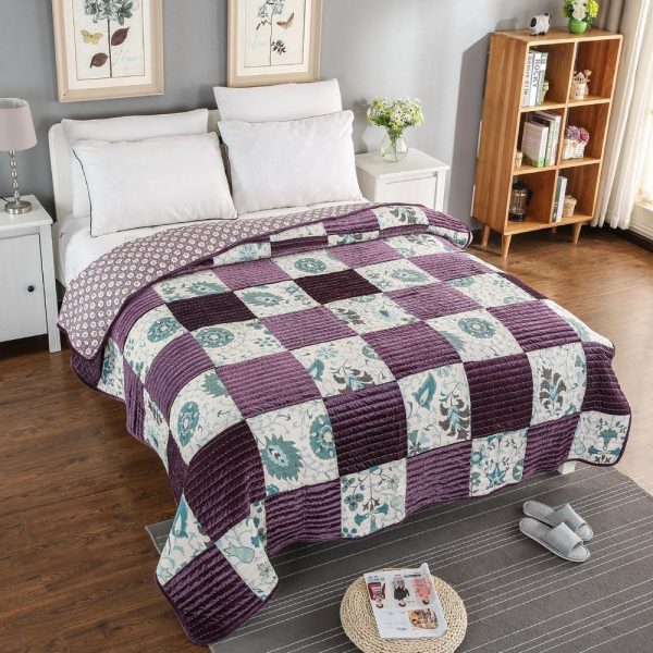 purple patchwork velvet quilt