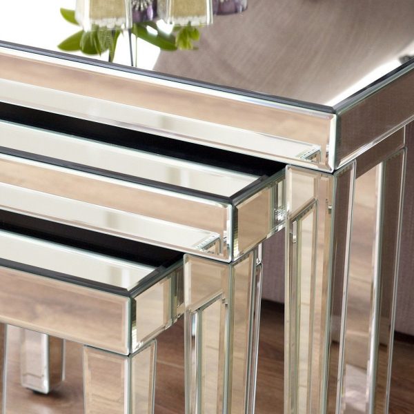 Venetian Mirrored Nest of Tables -Set of 3pcs - Image 5