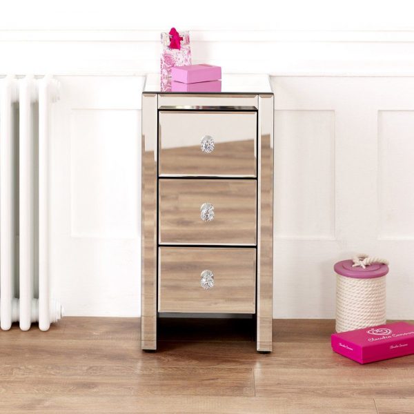 Compact Mirror Side Table with 3 drawers - Image 2