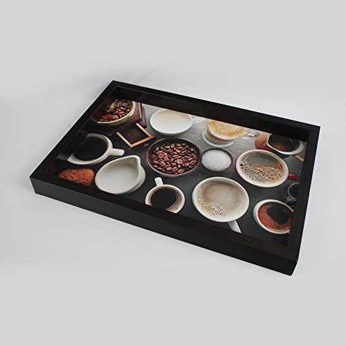 Dark Brown Coffee Beans and Cups Serving Tray