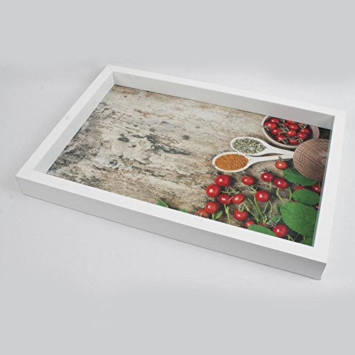 White Round Chillies and Spices Themed Serving Tray