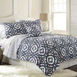Geometric Grey Cotton Bedspread