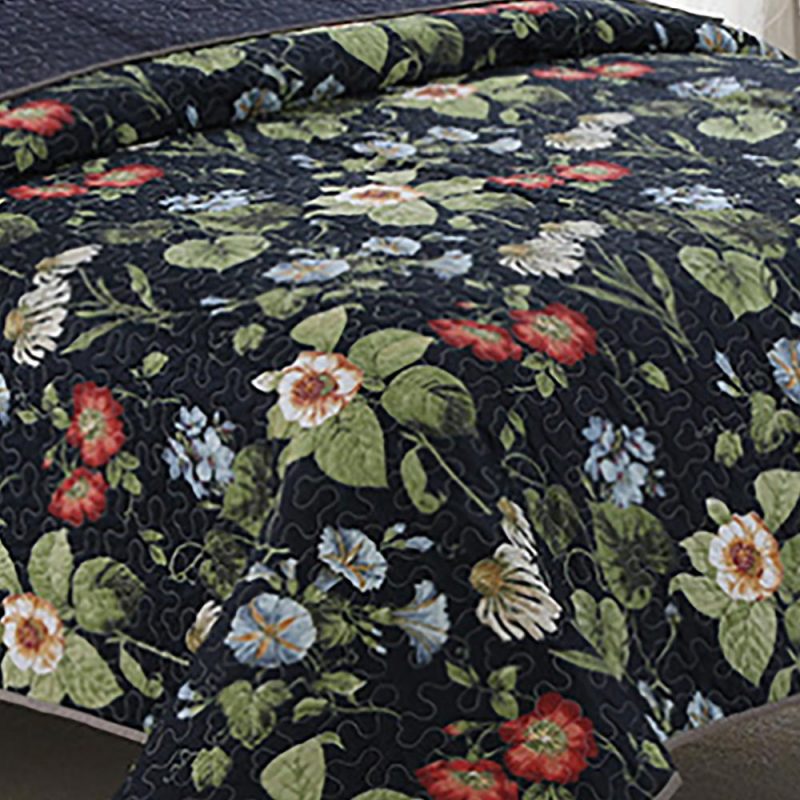 Floral Blue Quilted Bedspread All Home Living