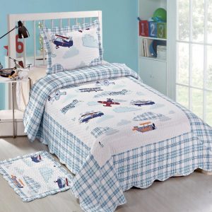 Aeroplane Mode Quilted Bedspread For Boys