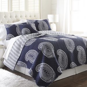 Blue Paisley Cotton Bedspread