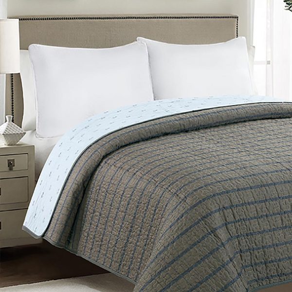 Cotton Stripes AC Quilt In Dark Grey