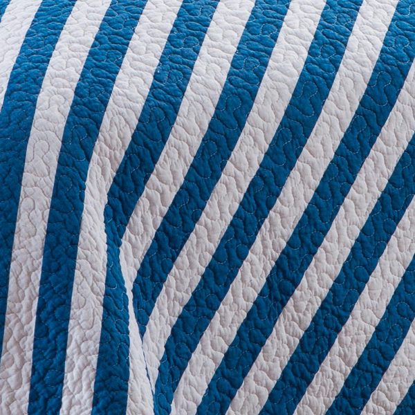 Blue Diagonal Striped Bedspread