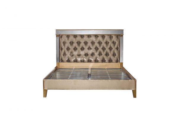 Bed with mirror inserts