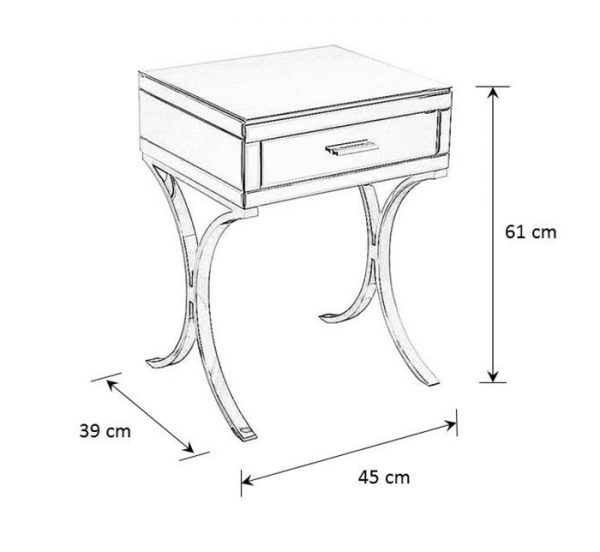 Mirrored & Chrome Bedside Table - Image 3