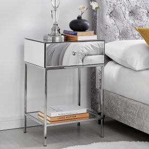 Designer Mirrored Bedside Table