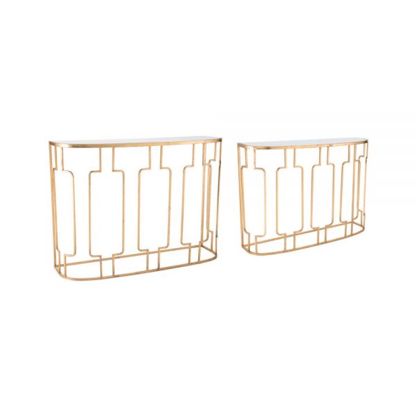 Roma Console Tables Set of 2 in Gold Stainless Steel