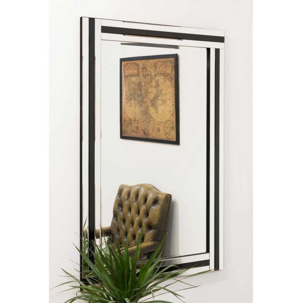 Venetian Large Silver and Black Rectangular Wall Mirror