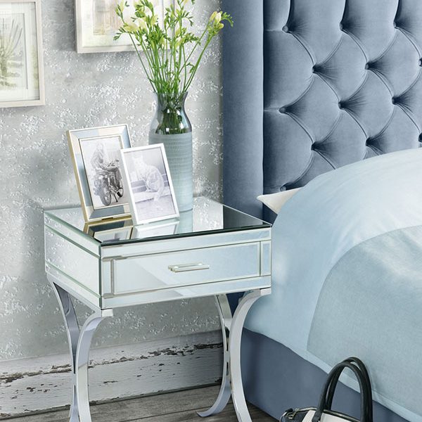 Mirrored & Chrome Bedside Table All Home Living