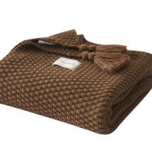 Brown Luxury Woollen Throw With Tassels