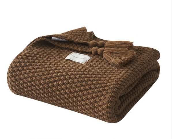 Brown Luxury Woollen Throw With Tassels