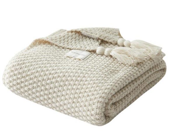 Cream Luxury Woollen Throw With Tassels