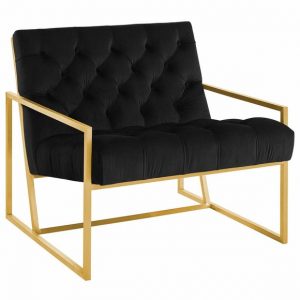 Bequest Gold Upholstered Velvet Accent Chair