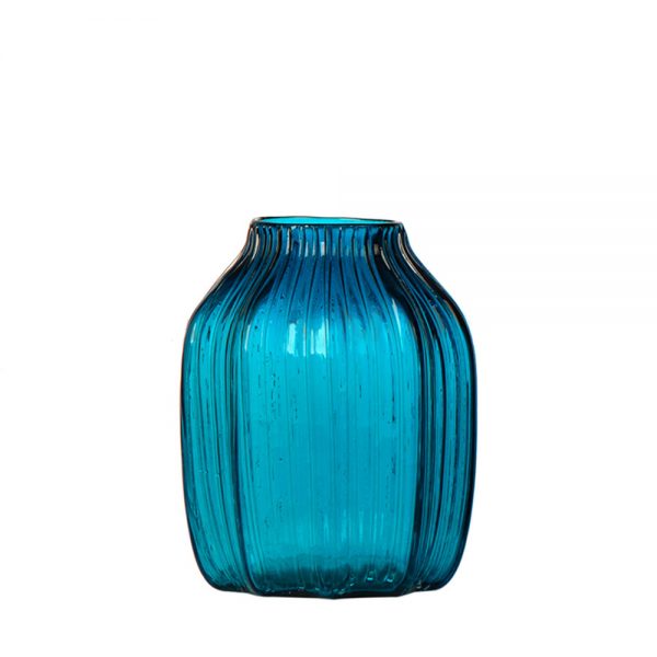 Blue Vase of flowers with short flower shape for Decoration