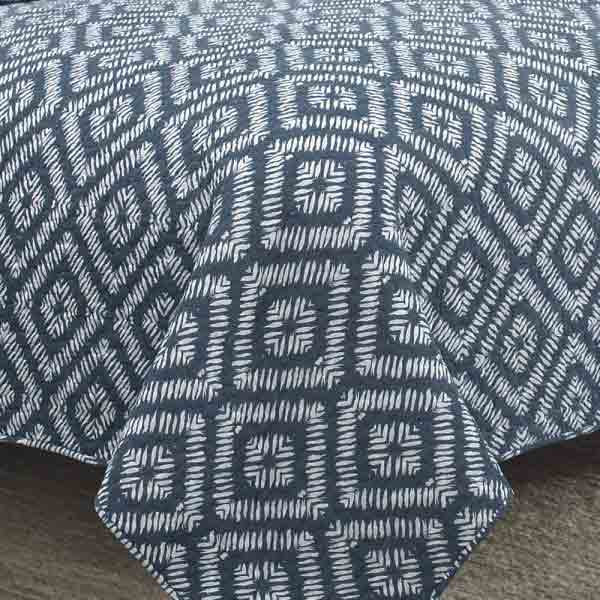 Cotton Blue Quilted Bedspread/ Blanket