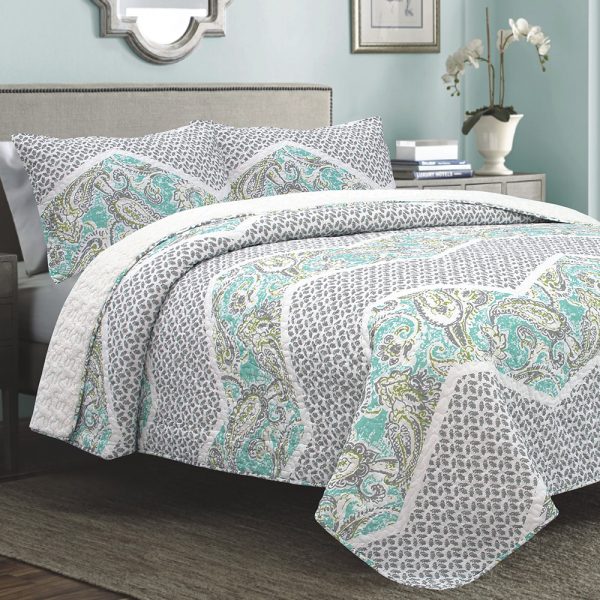 Cotton Blue Quilted Bedspread/ Blanket