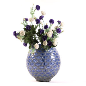 Blue Embossed Murano Vase