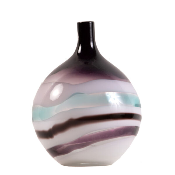 Purple Murano Glass Vase With White Swirls