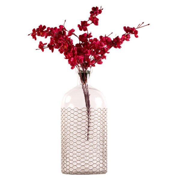 Transparent Murano Glass Vase With Wire Mesh
