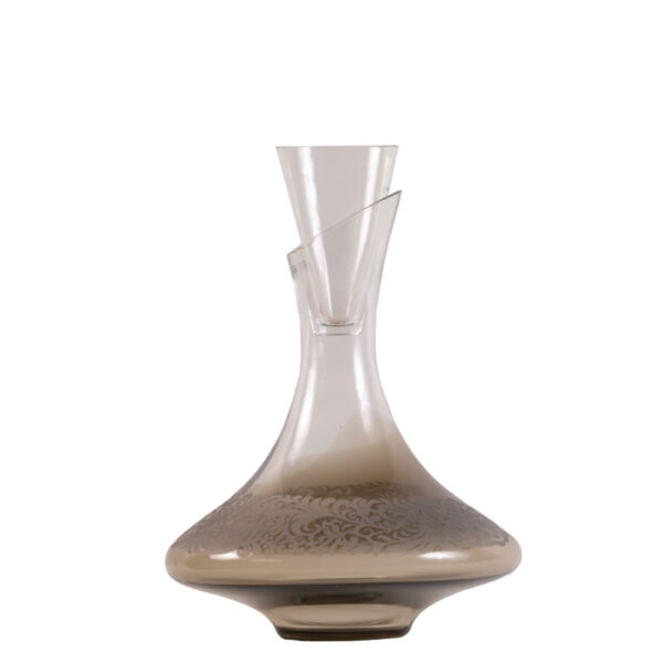 Murano Brown Glass Vase With Etching