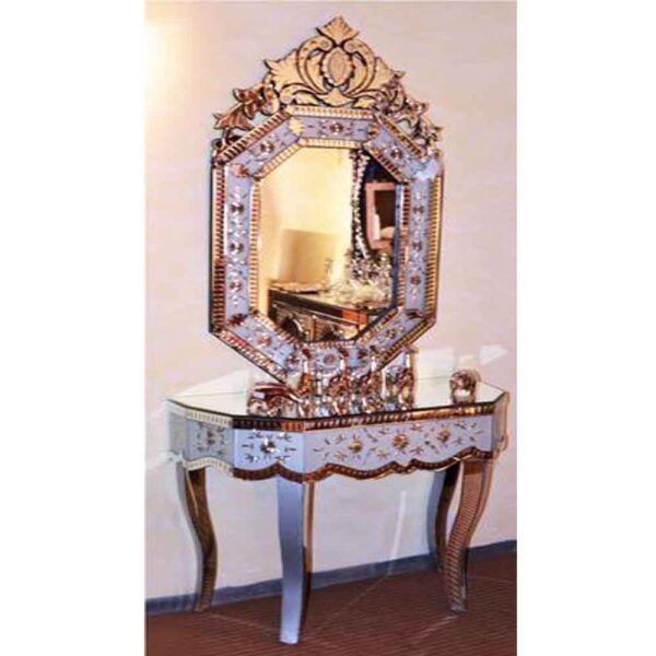 Modern Venetian Design Mirror With Console Table