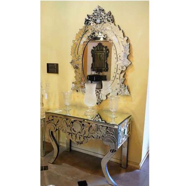 Console Table With Venetian Design Mirror