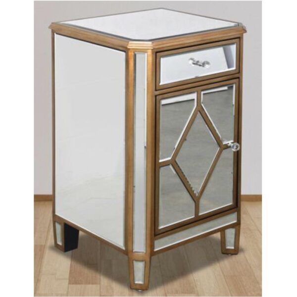 New Gold Mirrored Side Accent Table Nightstand Home Decor Storage Free Shipping