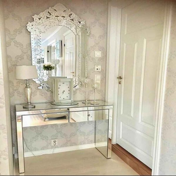 Venetian Mirror And Mirrored Console