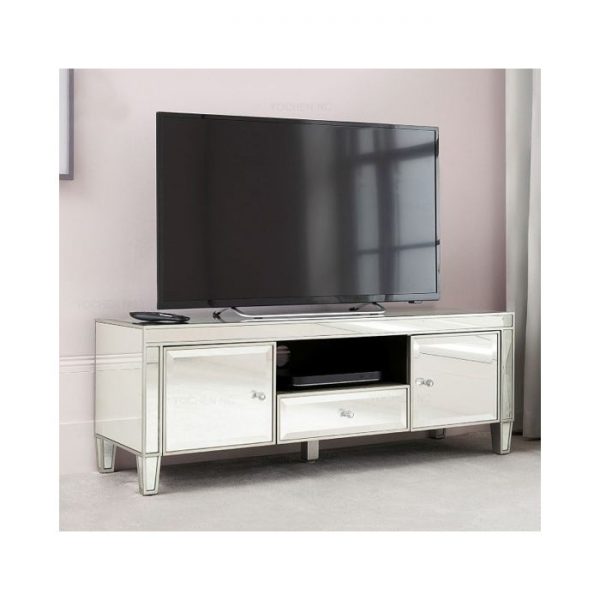 Mirrored TV Stand 2 Cupboards 1 Drawer