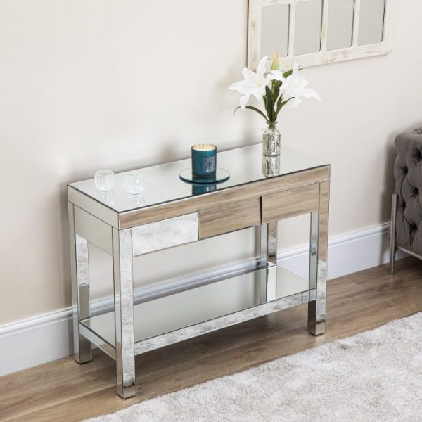 MIRRORED ANGLED CONSOLE TABLE