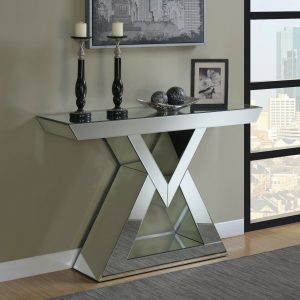 Modern Glam Accent Decor Mirrored Entryway Console Table Silver Clear Mirror