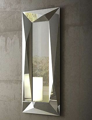 Silver Fashion Cuboid Frame Three Dimensional Wall Mirror