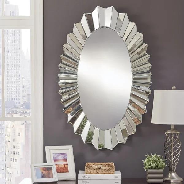 Silver Irregular Antique Oval Wall Mirror