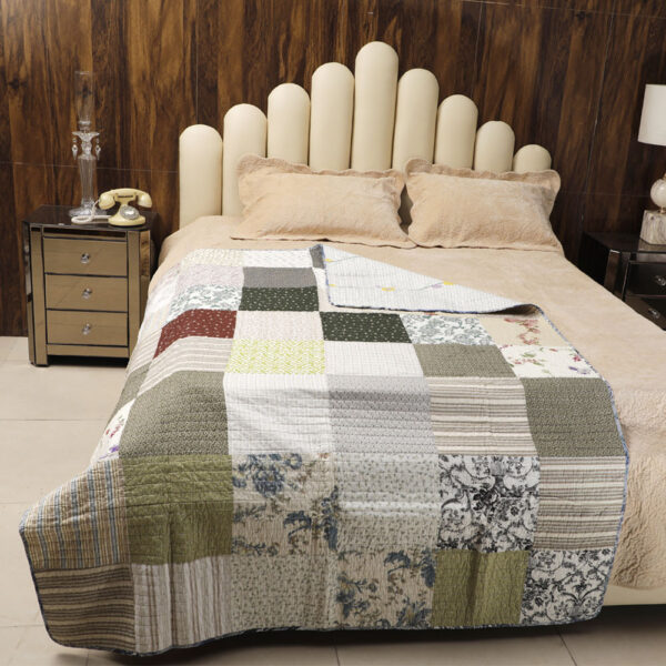 Earthy Patchwork Cotton Quilt SingleBed